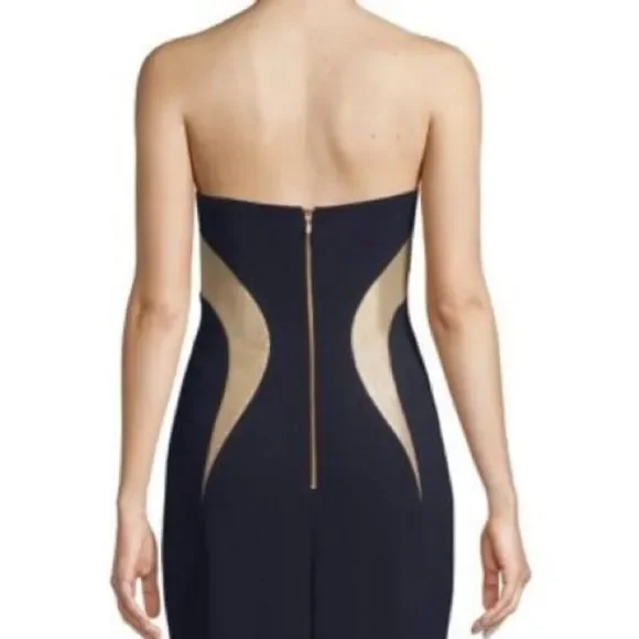 NWT Rebecca Vallance Lucienne Bonded Crepe Strapless Mermaid Gown in Ink SZ 2